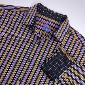 Robert Graham Halloween Striped Long Sleeve Button Up Shirt Flip Cuff Large‎